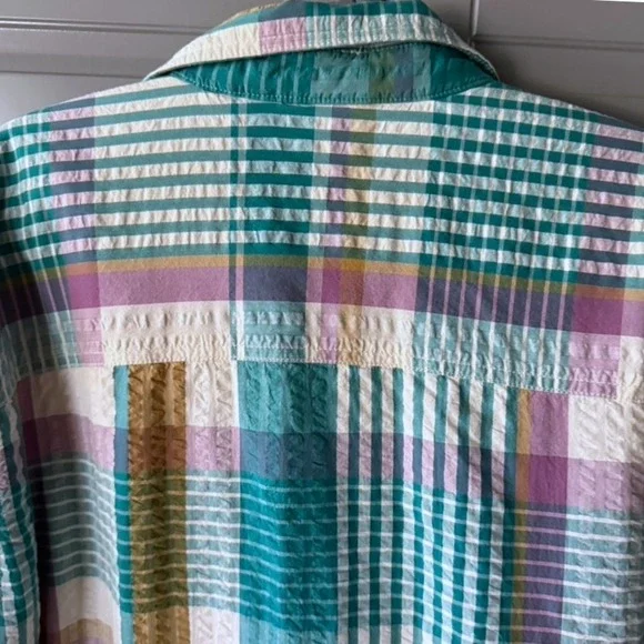 UO Men's Eclectic Grandpa Skater Plaid Seersucker Shirt Jacket,Multi, L - Picture 13 of 16